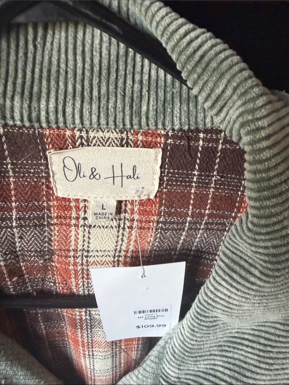 Olive & Rust Patchwork Corduroy Plaid Jacket - Picture 2 of 7